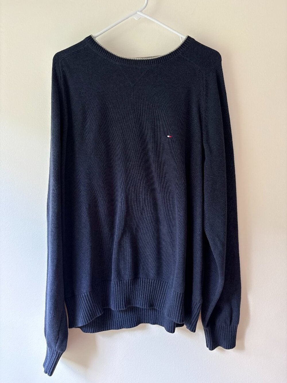 Tommy Hilfiger Navy Blue Crewneck Knit Sweater Embroidered XXL